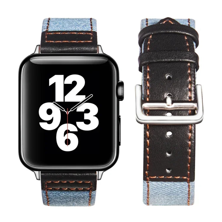 Dây da khóa bạc cho Apple Watch Series, 7 41mm / 6&SE&5&4 40mm / 3&2&1 38mm, 7 45mm / 6&SE&5&4 44mm / 3&2&1 42mm