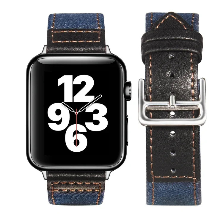 Dây da khóa bạc cho Apple Watch Series, 7 41mm / 6&SE&5&4 40mm / 3&2&1 38mm, 7 45mm / 6&SE&5&4 44mm / 3&2&1 42mm