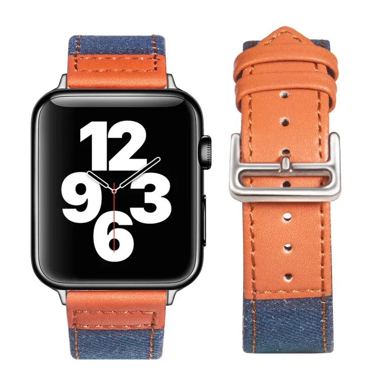 Dây da khóa bạc cho Apple Watch Series, 7 41mm / 6&SE&5&4 40mm / 3&2&1 38mm, 7 45mm / 6&SE&5&4 44mm / 3&2&1 42mm