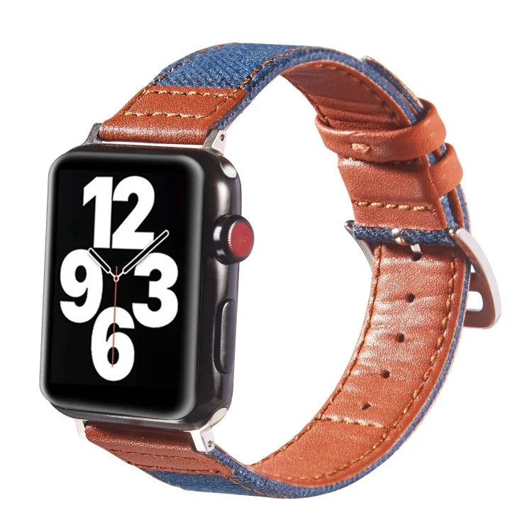 Dây da khóa bạc cho Apple Watch Series, 7 41mm / 6&SE&5&4 40mm / 3&2&1 38mm, 7 45mm / 6&SE&5&4 44mm / 3&2&1 42mm