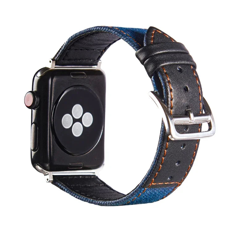 Dây da khóa bạc cho Apple Watch Series, 7 41mm / 6&SE&5&4 40mm / 3&2&1 38mm, 7 45mm / 6&SE&5&4 44mm / 3&2&1 42mm