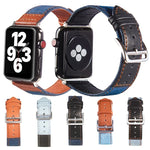 Dây da khóa bạc cho Apple Watch Series, 7 41mm / 6&SE&5&4 40mm / 3&2&1 38mm, 7 45mm / 6&SE&5&4 44mm / 3&2&1 42mm