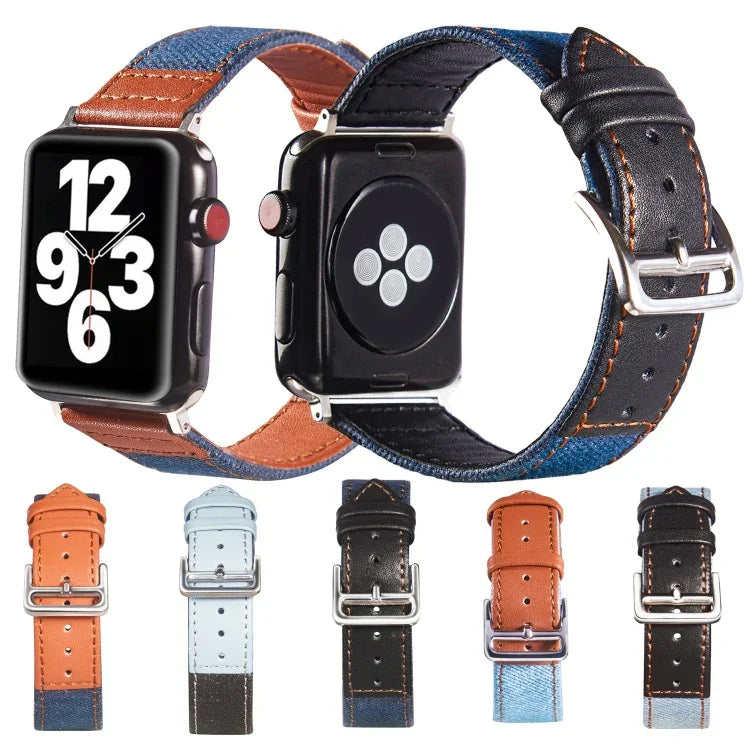 Dây da khóa bạc cho Apple Watch Series, 7 41mm / 6&SE&5&4 40mm / 3&2&1 38mm, 7 45mm / 6&SE&5&4 44mm / 3&2&1 42mm