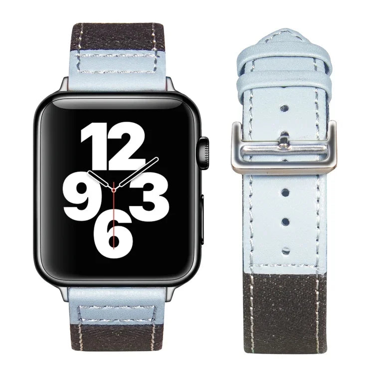 Dây da khóa bạc cho Apple Watch Series, 7 41mm / 6&SE&5&4 40mm / 3&2&1 38mm, 7 45mm / 6&SE&5&4 44mm / 3&2&1 42mm