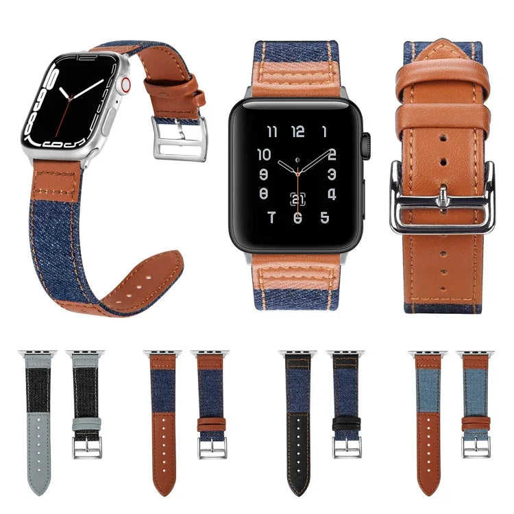 Dây thay thế da denim fit cho Apple Watch Series, 7 41mm / 6&SE&5&4 40mm / 3&2&1 38mm, 7 45mm / 6&SE&5&4 44mm / 3&2&1 42mm