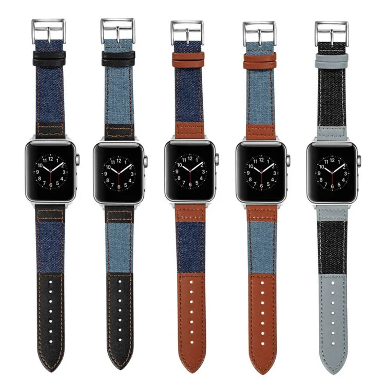 Dây thay thế da denim fit cho Apple Watch Series, 7 41mm / 6&SE&5&4 40mm / 3&2&1 38mm, 7 45mm / 6&SE&5&4 44mm / 3&2&1 42mm
