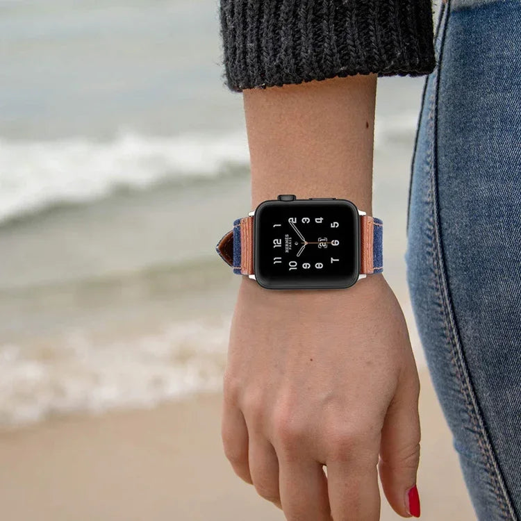 Dây thay thế da denim fit cho Apple Watch Series, 7 41mm / 6&SE&5&4 40mm / 3&2&1 38mm, 7 45mm / 6&SE&5&4 44mm / 3&2&1 42mm