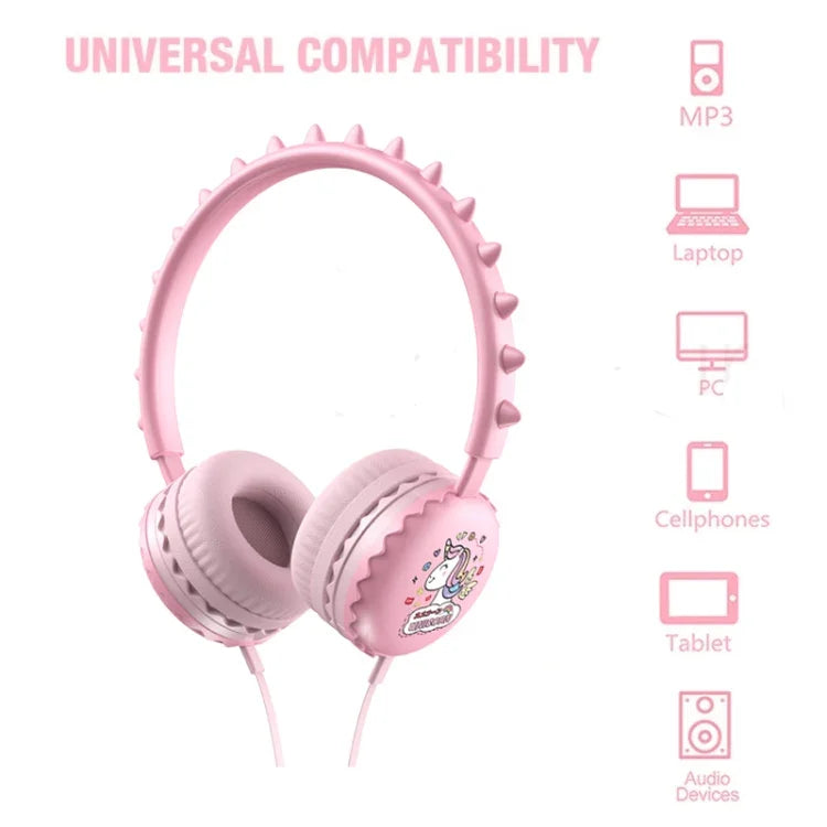 Tai nghe có dây hoạt hình dễ thương Y19 cho trẻ em kèm micro, tai nghe stereo âm nhạc mũ bảo hiểm quà tặng cho trẻ