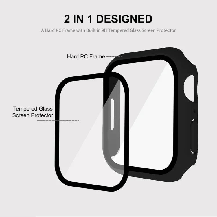 ENKAY Hat-Prince 2 trong 1 Khung PC + Kính Cường Lực 9H Bảo Vệ Bao Phủ Toàn Bộ Cho Apple Watch Series 7 45mm