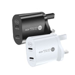 Bộ sạc nhanh 40W hai cổng PD USB-C / Type-C 002 cho dòng iPhone / iPad, phích cắm UK, phích cắm UK