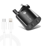 Bộ sạc nhanh 40W hai cổng PD / Type-C 002 với cáp dữ liệu USB-C sang 8 Pin, phích cắm UK, phích cắm UK + cáp Type-C sang 8 Pin