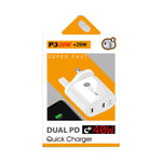 Bộ sạc nhanh 40W hai cổng PD / Type-C 002 với cáp dữ liệu USB-C sang 8 Pin, phích cắm UK, phích cắm UK + cáp Type-C sang 8 Pin