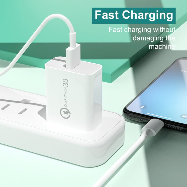 Bộ sạc USB cổng đơn 18W QC3.0 APD-2003 kèm cáp dữ liệu USB 1m sang Type-C, Phích cắm EU + cáp USB sang Type-C, Phích cắm US + cáp USB sang Type-C