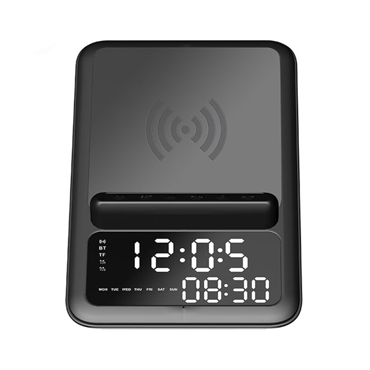 Loa Bluetooth đa chức năng AEC BT512 10W, sạc không dây, đồng hồ báo thức điện tử LED để bàn