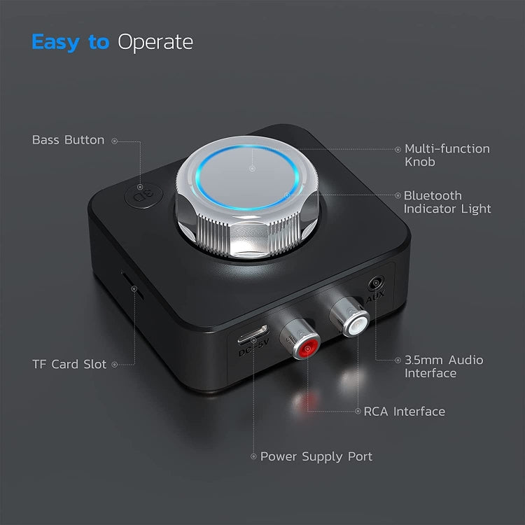 Bộ thu Bluetooth 5.0 C39 chuyển đổi âm thanh không dây RCA sang 3.5mm hỗ trợ thẻ TF, C39