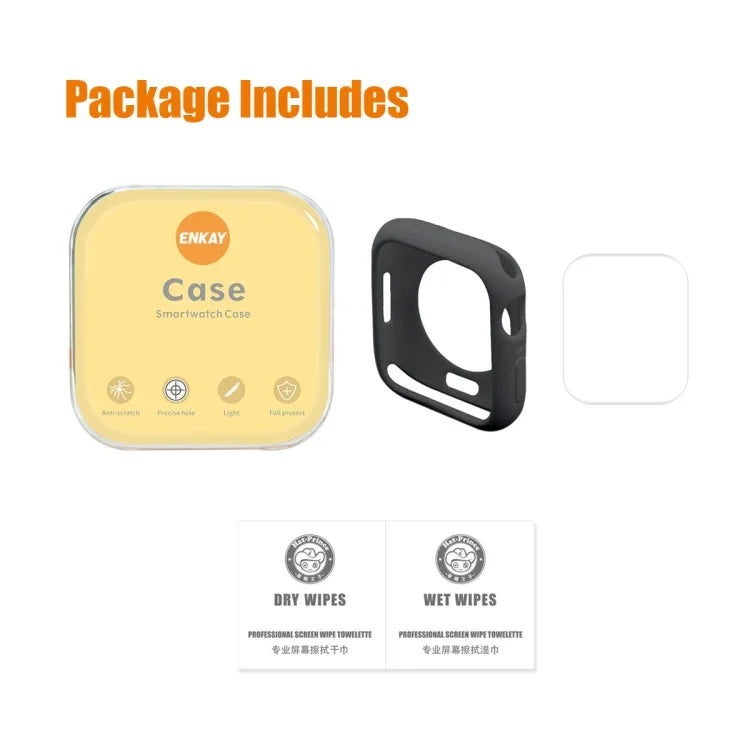ENKAY Hat-Prince Ốp TPU Bảo Vệ + Màng Bảo Vệ Màn Hình PET Bao Phủ Toàn Bộ Cho Apple Watch Series 7 45mm