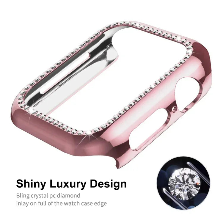 Ốp lưng đồng hồ PC mạ điện kim cương ENKAY Hat-Prince + Miếng dán màn hình PET cong bảo vệ toàn diện cho Apple Watch Series 7 45mm