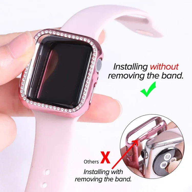 Ốp lưng đồng hồ PC mạ điện kim cương ENKAY Hat-Prince + Miếng dán màn hình PET cong bảo vệ toàn diện cho Apple Watch Series 7 45mm