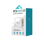 Bộ sạc nhanh PD25W USB-C / Type-C + QC3.0 USB hai cổng với cáp dữ liệu USB sang 8 Pin, phích cắm UK, phích cắm UK + cáp USB sang 8 Pin