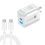 Bộ sạc nhanh 2 cổng USB-C / Type-C + QC3.0 USB PD25W kèm cáp dữ liệu USB-C sang USB-C, Phích cắm US, Phích cắm US + cáp USB-C sang USB-C