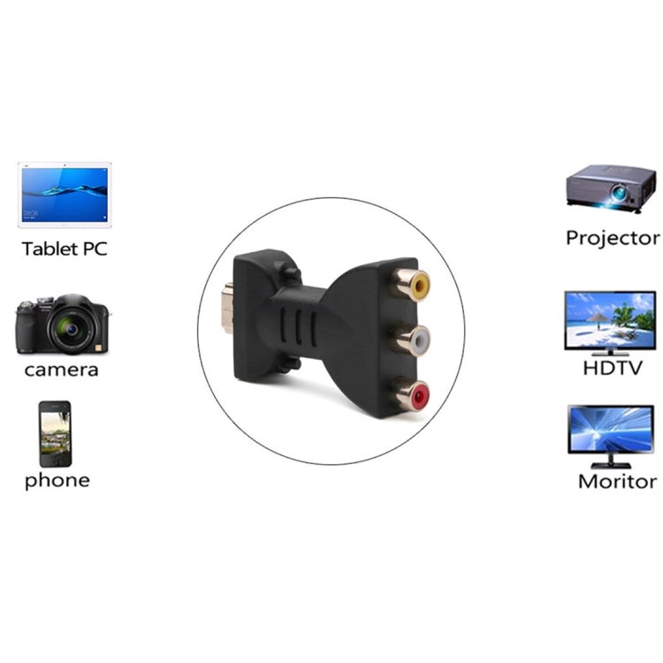Cáp chuyển đổi AV thành HDMI mạ vàng đầu đực sang 3 đầu RCA video âm thanh RGB cho đầu DVD máy chiếu, HDMI