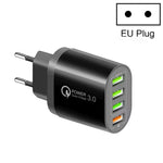 Bộ sạc đa cổng QC-04 QC3.0 + 3 x USB 2.0 cho điện thoại di động và máy tính bảng, Phích cắm EU, Phích cắm EU