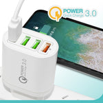 Bộ sạc đa cổng QC-04 QC3.0 + 3 x USB 2.0 cho điện thoại di động và máy tính bảng, Phích cắm EU, Phích cắm EU
