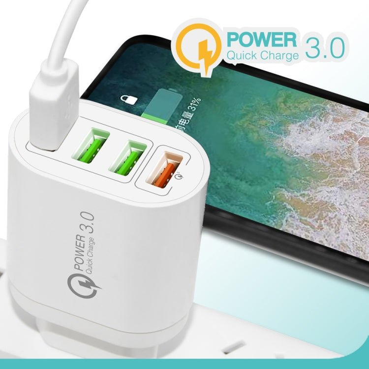 QC-04 QC3.0 + 3 x USB2.0 Multi-ports Charger with 3A USB to Type-C Data Cable, EU Plug, EU Plug + Type-C Cable