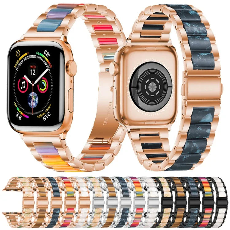 Dây đồng hồ kim loại + nhựa cho Apple Watch Series, 7 41mm / 6&SE&5&4 40mm / 3&2&1 38mm, 7 45mm / 6&SE&5&4 44mm / 3&2&1 42mm