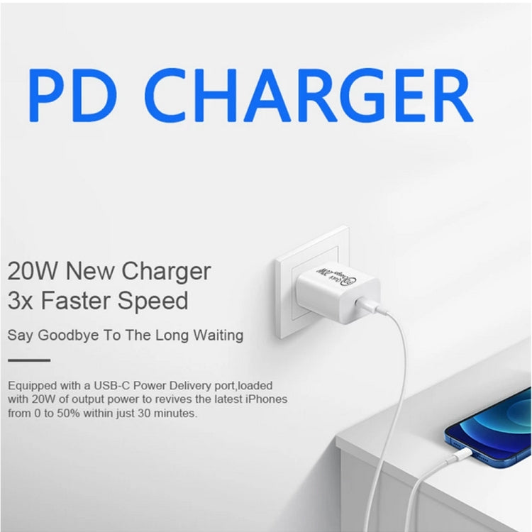 Bộ sạc du lịch AU-20W PD USB-C / Type-C với cáp dữ liệu USB-C sang 8 Pin, phích cắm AU, phích cắm AU + cáp PD 8 Pin dài 1m, phích cắm AU + cáp PD 8 Pin dài 2m