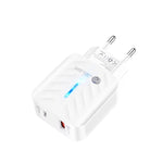 Bộ sạc PD03 20W Type-C + QC3.0 USB với đèn báo, phích cắm EU, phích cắm EU + cáp USB sang Type-C
