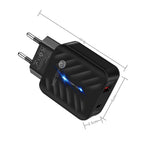 Bộ sạc PD03 20W Type-C + QC3.0 USB với đèn báo, phích cắm EU, phích cắm EU + cáp USB sang Type-C