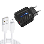 Bộ sạc PD03 20W PD3.0 + QC3.0 USB với cáp dữ liệu USB sang 8 Pin, phích cắm EU, phích cắm EU + cáp USB sang 8 Pin
