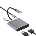 Bộ chuyển đổi HUB Type-C 4 trong 1 sang hai HDMI + USB + Type-C