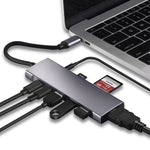 Bộ chuyển đổi HUB USB Type-C 9 trong 1 sang HDMI + USB3.0 x 3 + Type-C + PD + SD/TF + âm thanh, HDMI + USB3.0 x 3 + Type-C + PD + SD/TF + âm thanh sang Type-C
