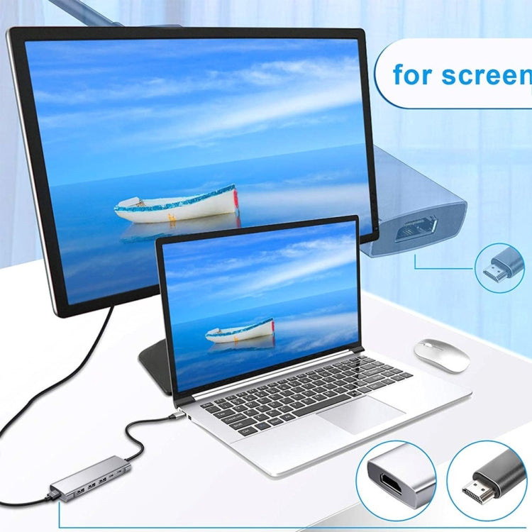 Bộ chuyển đổi HUB USB Type-C 9 trong 1 sang HDMI + USB3.0 x 3 + Type-C + PD + SD/TF + âm thanh, HDMI + USB3.0 x 3 + Type-C + PD + SD/TF + âm thanh sang Type-C