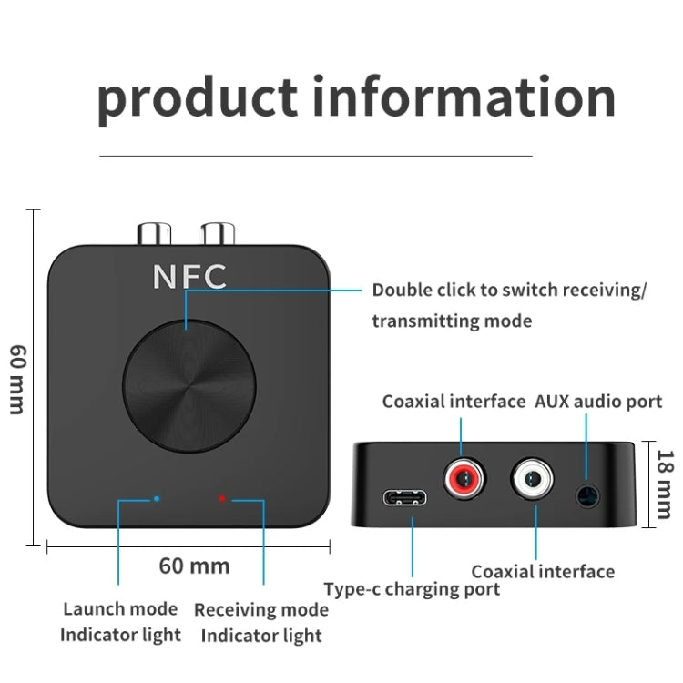 Bộ thu và phát Bluetooth 5.0 NFC BT-21 bộ chuyển đổi âm thanh RCA 3.5mm AUX, BT-21