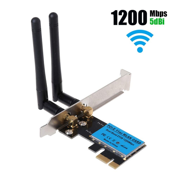 Card mạng không dây PCIe băng tần kép 5G / 2.4G 1200Mbps
