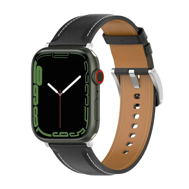 Dây Đeo Đồng Hồ Da Bò Lớp Trên May Cho Apple Watch Series, 7 41mm / 6&SE&5&4 40mm / 3&2&1 38mm 20mm, 7 45mm / 6&SE&5&4 44mm / 3&2&1 42mm 22mm, 7 41mm / 6&SE&5&4 40mm / 3&2&1 38mm 22mm, 7 45mm / 6&SE&5&4 44mm / 3&2&1 42mm 20mm