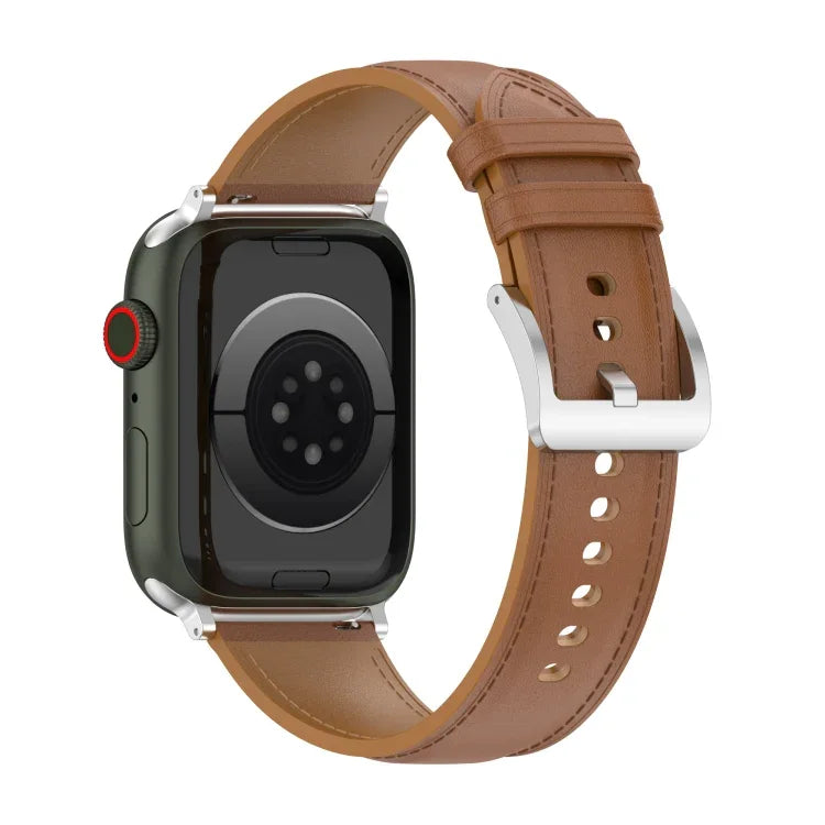Dây Đeo Đồng Hồ Da Bò Lớp Trên May Cho Apple Watch Series, 7 41mm / 6&SE&5&4 40mm / 3&2&1 38mm 20mm, 7 45mm / 6&SE&5&4 44mm / 3&2&1 42mm 22mm, 7 41mm / 6&SE&5&4 40mm / 3&2&1 38mm 22mm, 7 45mm / 6&SE&5&4 44mm / 3&2&1 42mm 20mm