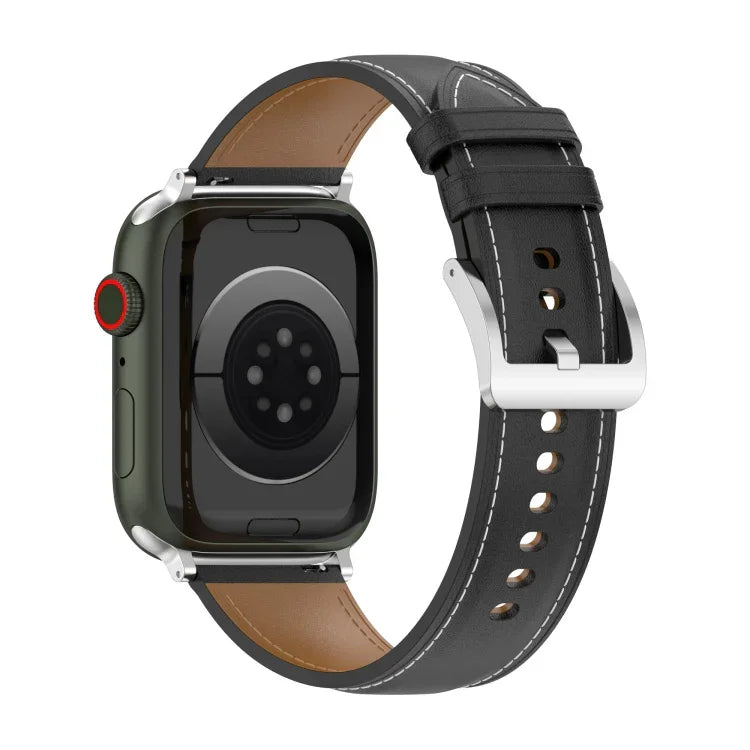 Dây Đeo Đồng Hồ Da Bò Lớp Trên May Cho Apple Watch Series, 7 41mm / 6&SE&5&4 40mm / 3&2&1 38mm 20mm, 7 45mm / 6&SE&5&4 44mm / 3&2&1 42mm 22mm, 7 41mm / 6&SE&5&4 40mm / 3&2&1 38mm 22mm, 7 45mm / 6&SE&5&4 44mm / 3&2&1 42mm 20mm