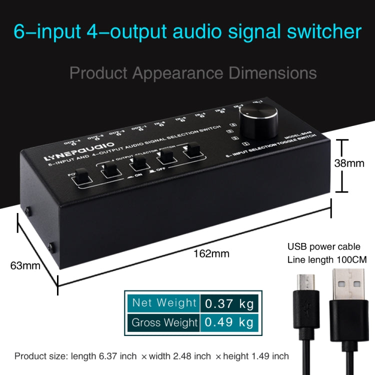 Bộ Chuyển Đổi Tín Hiệu Âm Thanh RCA 6 Vào 4 Ra Bộ Lựa Chọn Phân Phối Điều Khiển Công Tắc