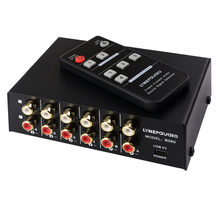 Bộ Chuyển Đổi Lựa Chọn Tín Hiệu Âm Thanh RCA 4 Vào 2 Ra / 2 Vào 4 Ra Có Điều Khiển Từ Xa