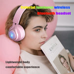 Tai nghe không dây Bluetooth gắn đầu cho trẻ em BT06C+ dễ thương có micro và đèn LED