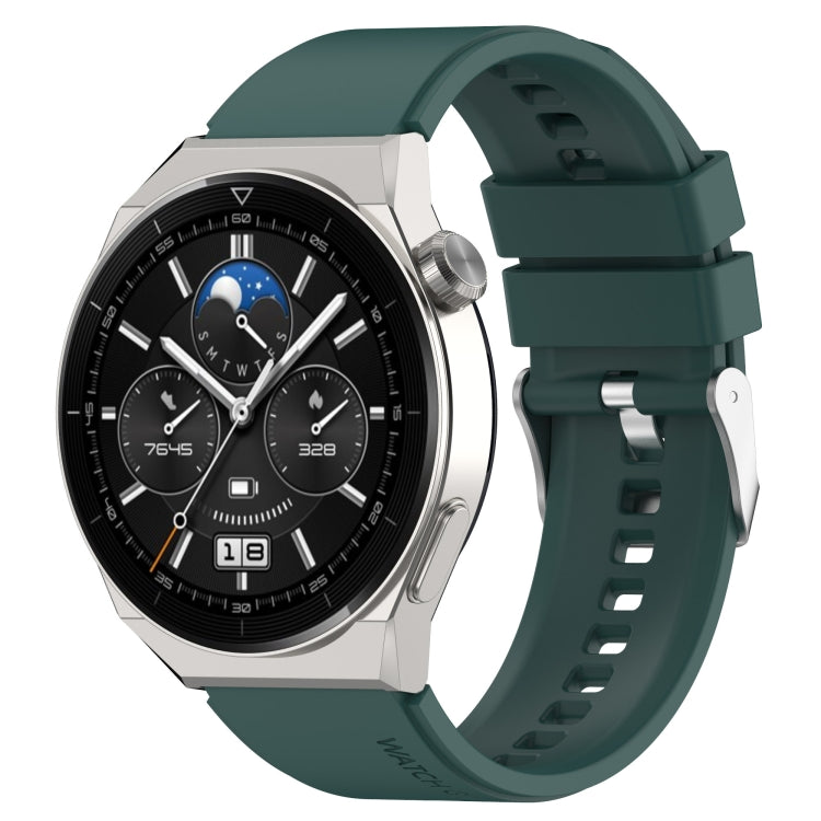 Protruding Head Silver Buckle Silicone Watch Band, For Huawei Watch GT 3 Pro 46mm 22mm, For Huawei Watch GT 3 Pro 43mm 20mm