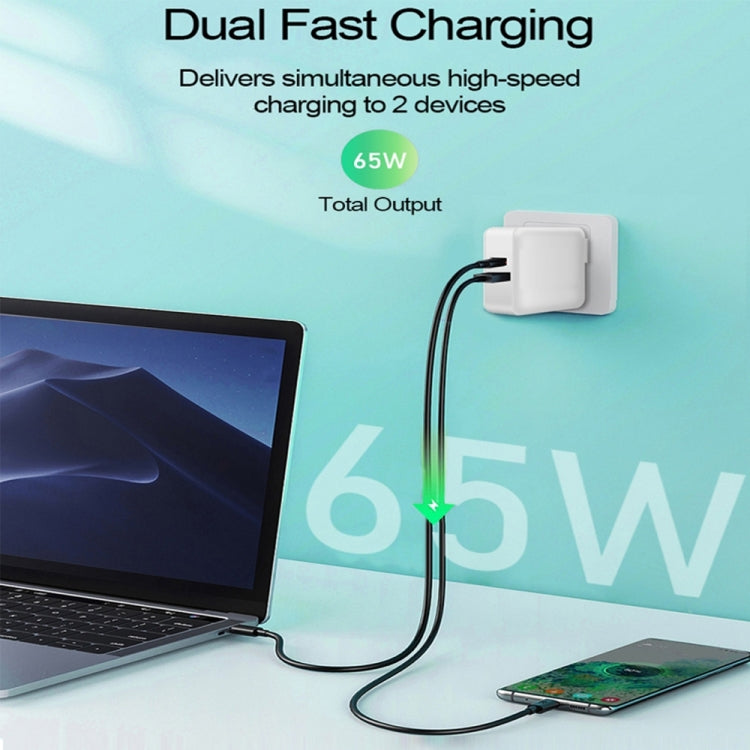 Bộ sạc laptop PD-65W USB-C / Type-C + QC3.0 USB, phích cắm AU / US / EU / UK, phích cắm AU / US / EU / UK