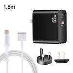 Bộ sạc laptop USB-C / Type-C + QC3.0 65W PD + Cáp dữ liệu USB-C / Type-C sang MagSafe 2 / đầu T dài 1.8m, Phích cắm Anh / Phích cắm Mỹ, Cáp MagSafe 2 / T, Phích cắm Anh / Phích cắm Mỹ