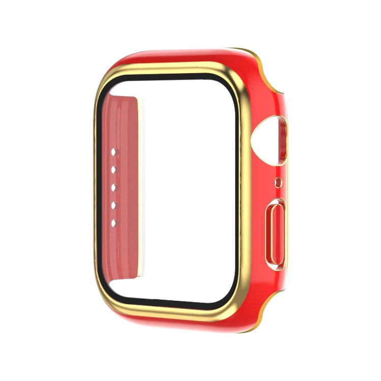 Ốp đồng hồ PC hai màu mạ điện + kính cường lực, dành cho Apple Watch Series 9 / 8 / 7 45mm, dành cho Apple Watch Series 6/5/4/SE 44mm