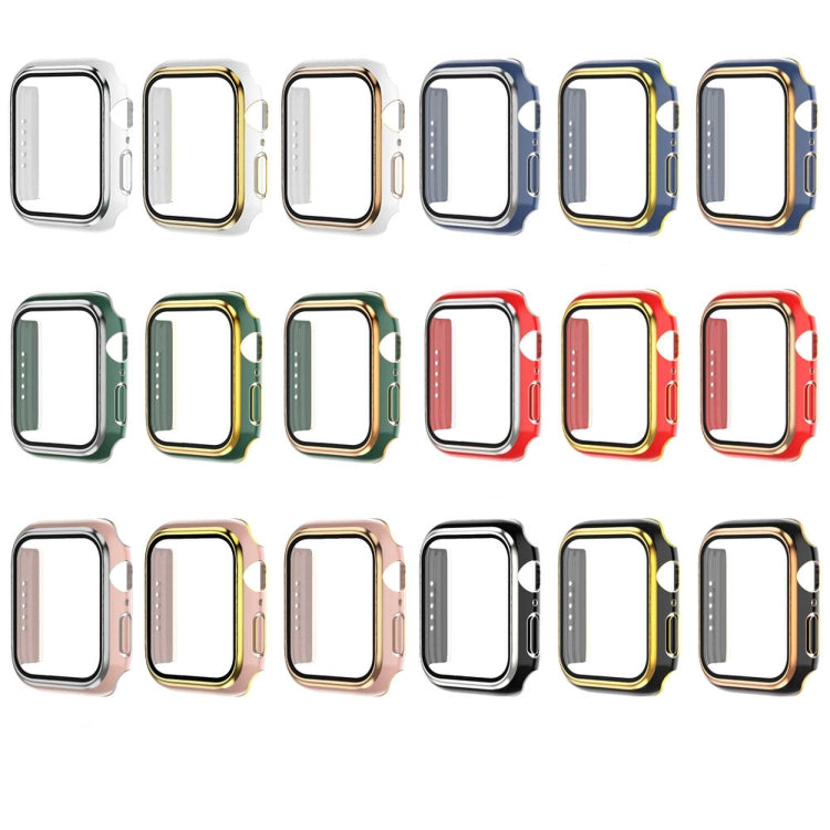 Ốp đồng hồ PC hai màu mạ điện + kính cường lực, dành cho Apple Watch Series 9 / 8 / 7 45mm, dành cho Apple Watch Series 6/5/4/SE 44mm