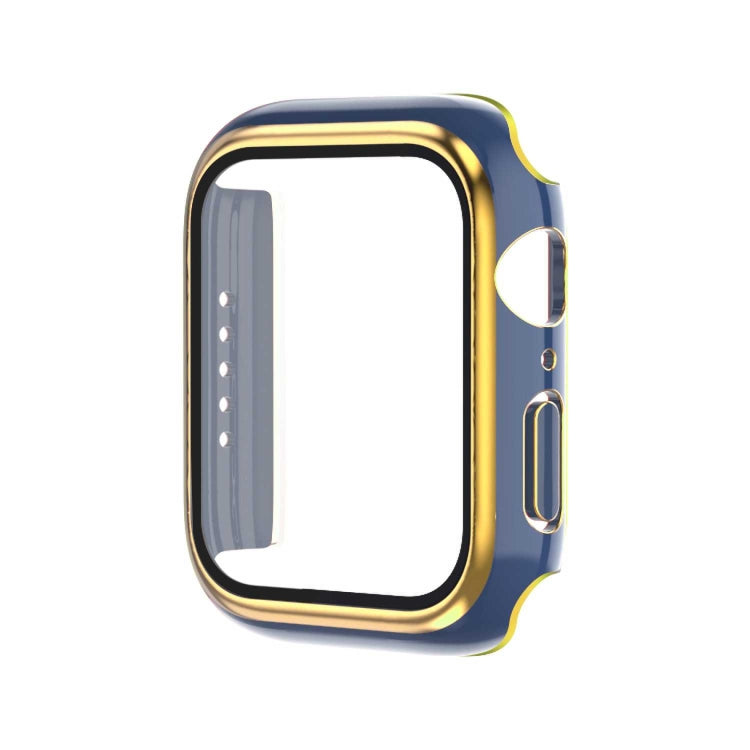 Ốp đồng hồ PC hai màu mạ điện + kính cường lực, dành cho Apple Watch Series 9 / 8 / 7 45mm, dành cho Apple Watch Series 6/5/4/SE 44mm